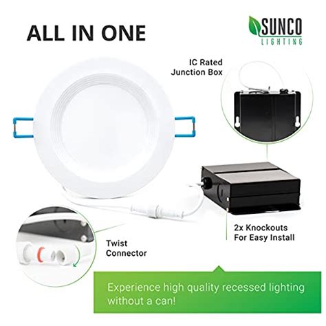 4 ultra-thin recessed ceiling light with junction box|sunco ceiling lights price.